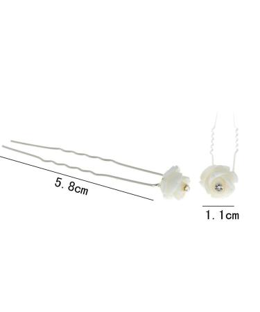 Yantu Women's Flower Hair Pins for Wedding - 20 Pcs White Bridal Hair Accessories - Buy Online on GoSupps.com