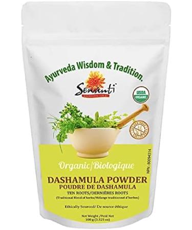 Organic Dashamula Powder 100g/ NPN 80094314/ Dashamula is a traditional mix of ten roots: Solanum Indicum (Bruhati) Desmodium Gangeticum (Shalaparni) Uraria Picta (Prushnparni) Solanum Xanthocarpum (Kantakari) Tribulus Terrestris (Gokshura) Aegle Marmelos - Buy Online on GoSupps.com