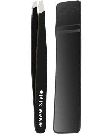 New Style Tweezers For Women And Men  Precision Professional Stainless Steel Slant Eyebrow Tweezer - Hair Remover For Eyebrows, Facial Hairs, Chin, Brow Shaping Single, Black