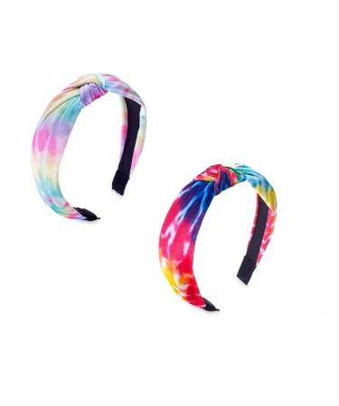 TOP TRENZ Inc Tie Dye Top Knot Headbands Variety Bundle - 2 piece variety assortment