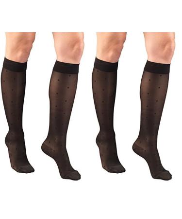 Truform Sheer Compression Stockings 15-20 mmHg Women's Knee High Length Dot Pattern Black Large (Pack of 2) Black Dot Pattern Large (1 Pair) (Pack of 2) Dot Pattern