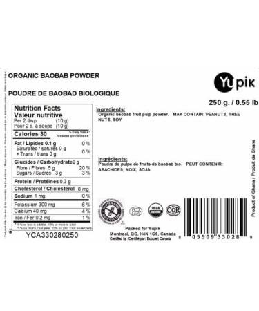 Yupik Organic Baobab Powder Superfood Non-GMO Vegan Gluten-Free 250g 250 g (Pack of 1) - Buy Online on GoSupps.com
