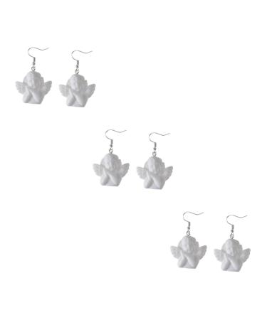 Abaodam 3pcs for Drop Earring Retro Cute Sweet Statue Eardrop Cupid Portrait White Valentine' S Lucky