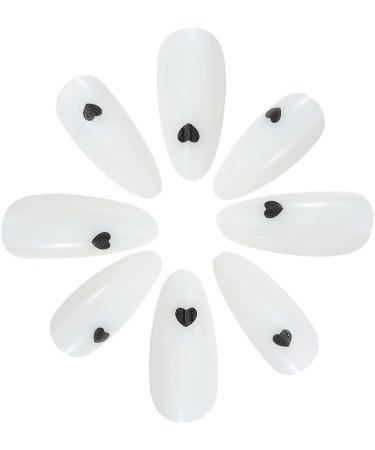 Valentine's Day False Nails Pink Heart Press on Nails Almond Stick on Nails French Short Fake Nails 24pcs for Women and Girls (Color : White Size : 26 Piece Set) - Buy Online on GoSupps.com