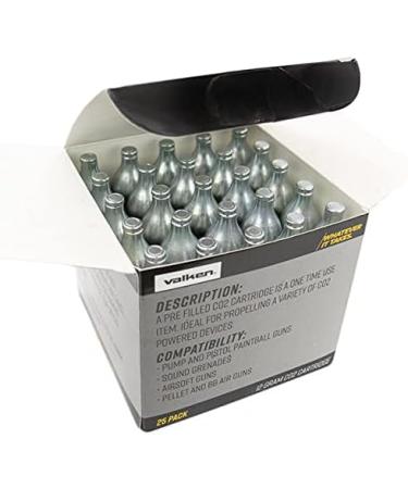 Valken 12g CO2 Cartridge - 25ct Silver | High-Quality Refills for Airsoft & Paintball Guns - Buy Online on GoSupps.com