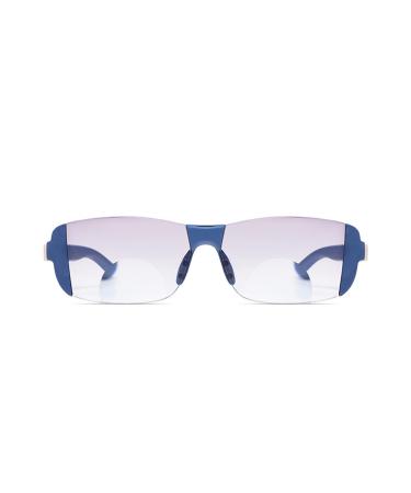 Flexible TR90 Rimless Blue Light Blocking Reading Glasses Multifocus Computer Readers Anti Eyestrain Eyeglasses(Couleur:Blue Grandeur:1.5x)