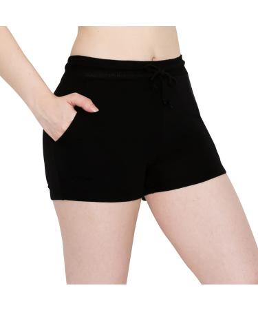 ALWAYS Womens French Terry Shorts  Comfortable Lounge Pajama Short Pants Large Ftho128 / Black