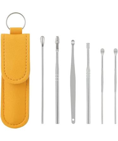 J-Kare Ear Wax Removal Kit  6 Pcs Ear Pick Tools Ear Cleaning Tool Set  Portable Innovative Spring Earwax Cleaner Tool Stainless Steel Ear Wax Remover  Reusable Ear Cleaner for Children and Adults