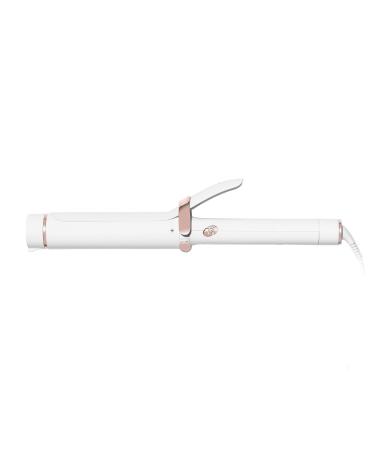 T3 SinglePass Curl Professional Curling Iron Custom Blend Ceramic Long Barrel Curling and Wave Iron with Adjustable Heat Settings for Shiny Smooth Curls and Waves 1 inch White/Rose Gold