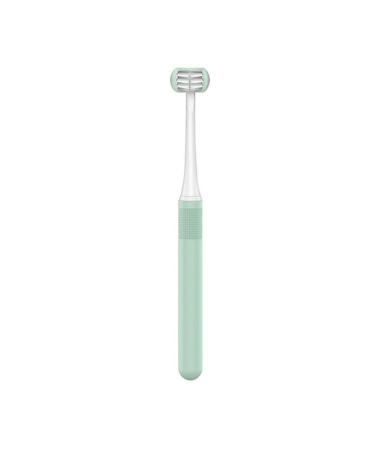 Suicra toothbrush long handbook three -sided oral hygiene care soft toothbrush teeth massage cleaning tools (color: green) green