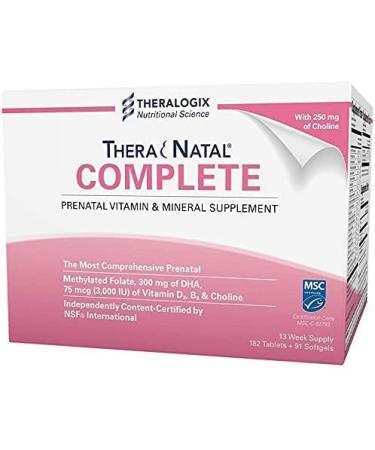 TheraNatal Complete Prenatal Vitamin with DHA, Folic Acid, Choline, & More (13 Week Supply) | Prenatal Vitamins for Women | Comprehensive Pre Natal Multivitamin Formula, NSF Certified
