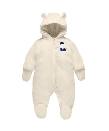 JiAmy Baby Hooded Romper Fleece Snowsuit Jumpsuit Long Sleeve Fall Winter Outfits Yellow 9-12 Months