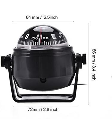 Black Electronic Car Mount Compass | Declination Adjustable Military Marine Ball | Night Vision Dashboard Marine Compass for Boats - Buy Online on GoSupps.com