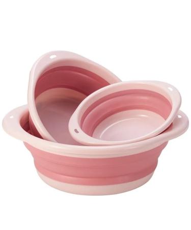 Foldable Washing Up Bowl - Portable Washing Basin - Space Saving Plastic Washtub(Pink-Medium)