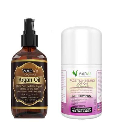 VoilaVe Pure Organic Moroccan Argan Oil for Skin Nails & Hair Growth & Face Moisturizer - Vitamin E Enrich - Face & Neck Lotion For Women