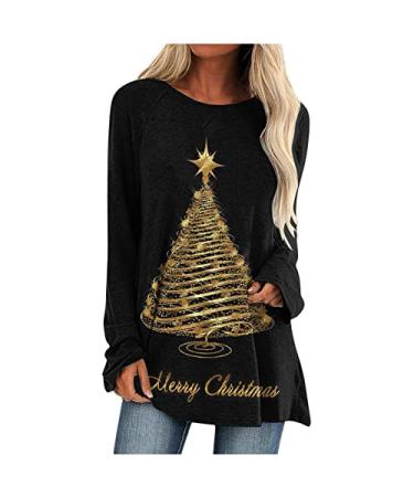 Christmas Shirts for Women, Women's Crewneck Sweatshirts Casual Fall Clothes Long Sleeve Pullover Christmas Tunic Tops 6-dark Gray X-Large