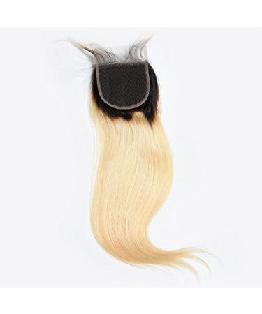 Mila Real Hair Lace Closure Ombre Blonde 1B/613 - Smooth Brazilian Remy Hair with Baby Hair - 12/30cm Lace Closure - Buy Online on GoSupps.com