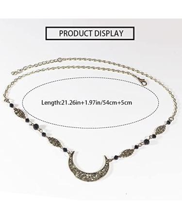 Fashband Moon Head Chain Black Beads Headpiece Vintage Festival Hair Chain Jewelry for Women - Buy Online on GoSupps.com