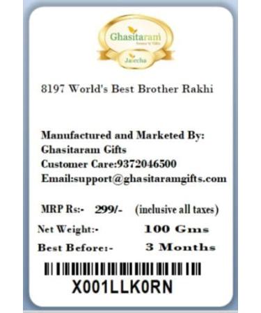 Ghasitaram Gifts Rakhis Online - Kids Rakhi - 8197 World's Best Brother Rakhi - Buy Online on GoSupps.com