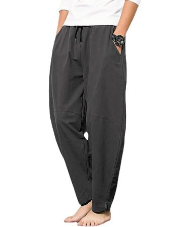 WZIKAI Men's Cotton Linen Elastic Waist Beach Pants - Gray-b, X-Large - Buy Online on GoSupps.com