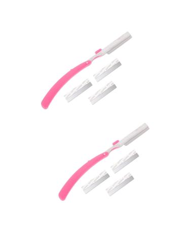 Minkissy 2 sets of trimming the eyebrow eyebraser brow razor Multifunctional razor peach fuzz razor eyebrow trim stainless steel travel shapes 20x1.6x0.7cmx2pcs different colors x 2 pieces