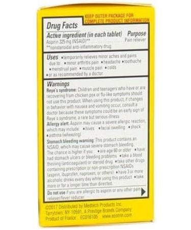 Ecotrin Regular Strength Pain Reliever | 125 Tablets (8 Pack) - Buy Online on GoSupps.com