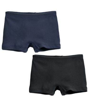 City Threads Girls' 2-Pack Boyshorts Underwear Bloomers for Play and Under Dresses Made in USA 4T Navy/Black