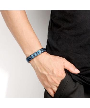 Magcopper Trendy Magnetic Stainless Steel Bracelet for Men | Galvanized Blue & Black | Perfect Gift for Father & Husband - Buy Online on GoSupps.com
