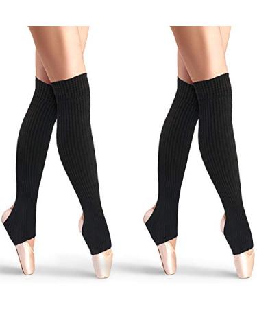 2 Pairs Stirrup Leg Warmers Straight Over the Knee Socks 21.65 Inch Ballet Dance Socks Yoga Latin Boot Cuffs Socks for Women and Girls