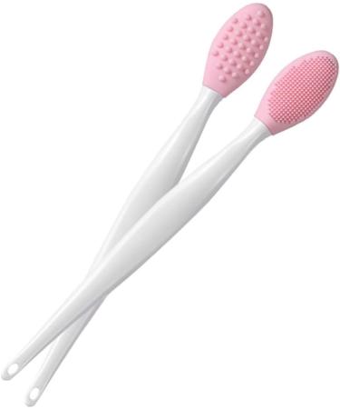 SunaOmni Lip Brush Set - 2pcs Silicone Double Sided Nose Washer & Soft Blackhead Cleaner - Exfoliator for Smooth Lips - Pink - Buy Online on GoSupps.com