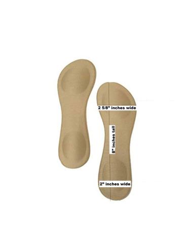 3 x Beige Nude Womens Padded Insole Cushioned Insert Liner for Shoes Heels & Boots Size 5-6