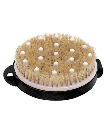 Exfoliating Brush Dry Brush For Wet or Dry Brushing  Body Brush With Natural Bristle For Glowing Skin  Cellulite Treatment  Lymphatic Drainage and Blood Circulation (Round-With Massage Nodule)