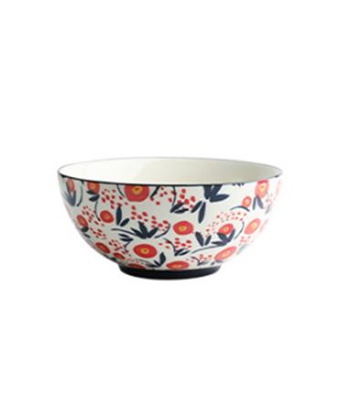 ATHUAH LIUZH 2Pcs 7 Inch Ceramic Noodle Bowl Flower Design Large Soup Bowls Restaurant Rice Bowl Kitchen Tableware (Color : A Size : 18X8.5CM) a 18X8.5CM