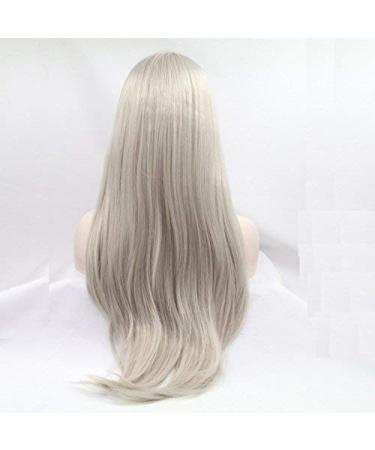 Xiweiya Long Hair Silver Platinum Blonde Lace Front Wig Synthetic Ash Blonde Lace Front Wig for Natural Look - Buy Online on GoSupps.com