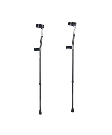 MidiLi Black Open Cuff Crutches for Handicapped Elderly Easy Walking Crutches with Ergonomic Grip Lightweight Aluminum Walking Stick Pair