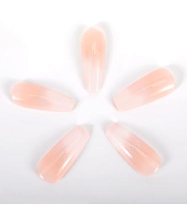 NOVO OVO Long Coffin Ombre Nude Gradient White Pink French Tip Press On Nails Set - Mother's Day, Valentine's, Spring - with Glue - MILK CAP COFFIN - Buy Online on GoSupps.com