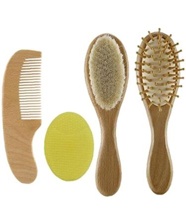 Baby Hair Brushes Comb Set Goat Bristles Bath Brush Shower Scalp r Tool 4 Pieces Practical