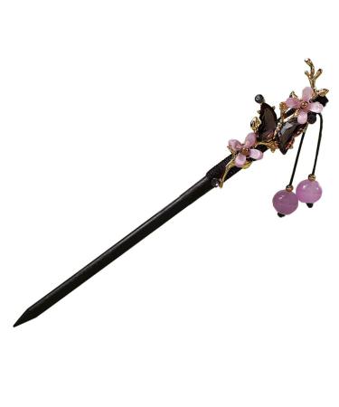 Vintage Wood Flower Hairpin For Women Chinese Hairpins Clips Tassel Flower Chopsticks Hair Sticks Wooden Hair Forks Jewelry for Women Hair Styling Hair Decoration (C)