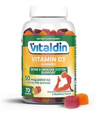 VITALDIN Vitamin D3 gummies – 2,000 IU per dose – 70 Gums (for 1 month); Fruit Flavor – Vitamin D for Immune System & Bone – Gluten Free – for Kids and Adults