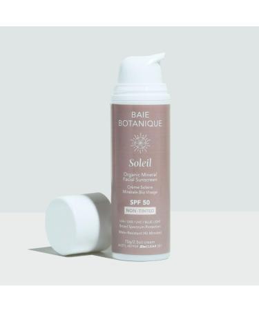 Buy Baie Botanique Soleil Organic Facial Sunscreen SPF 50 - Chemical Free Natural Vegan No White Cast Hyaluronic Acid & Vitamin C Non-Toxic UVA/UVB Protection - 70g - Buy Online on GoSupps.com