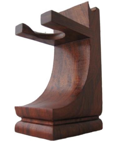 Mission Style Wood Shave Stand for Razor and Brush - Walnut Finish - for Standard Size Shave Brushes (Knots 22mm or Less)