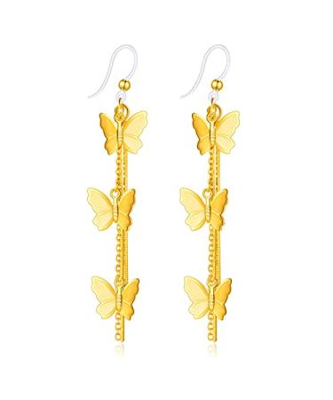 Plastic Earrings,KMEOSCH Drop Dangle Butterfly Earrings on Plastic Hooks for Sensitive Ears