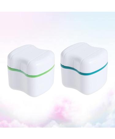 FOMIYES Denture Bath Case - 2 Pcs False Teeth Storage Cup with Strainer | Travel-Friendly Denture Holder & Cleaner Case - Buy Online on GoSupps.com