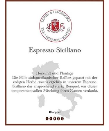 Lerbs & Hagedorn Sicilian Espresso Coffee 1 kg