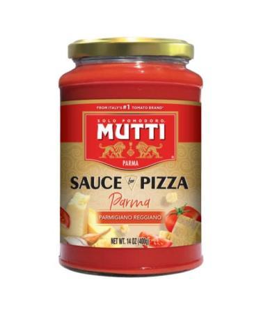 Mutti Parma Sauce for Pizza with Parmigiano Reggiano Cheese, 14 oz. | Italys #1 Brand of Tomatoes | Pack of 6 | Tomato Sauce for Pizza | Vegan Friendly & Gluten Free | No Additives orPreservatives Parmigiano Case of 6 - 14oz