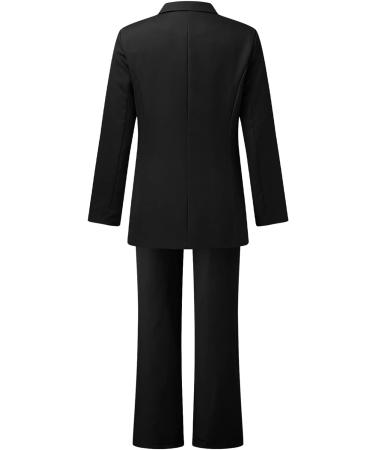 Women's Black Two-Piece Suit Set | High Waist Pants & Button Coat | Fall Fashion | XX-Large - Buy Online on GoSupps.com