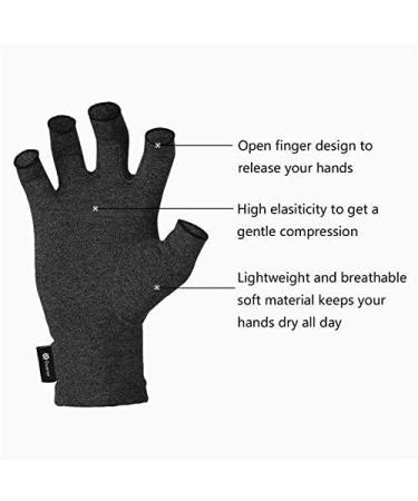 Duerer Arthritis Compression Gloves for Women Men - Fingerless Gloves for Carpal Tunnel, Rheumatoid Arthritis, Tendonitis - Ideal for Computer Typing and Daily Work - Black, Size Medium (1 Pair) - Buy Online on GoSupps.com