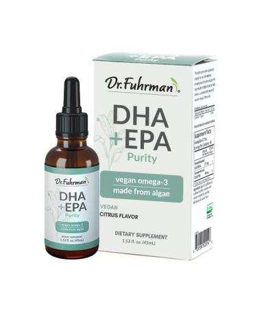 Dr. Fuhrman DHA+EPA Purity, Omega-3 Fatty Acids, Liquid Supplement with Dropper, Fresh Citrus Flavor, Made from Lab-Grown Algae, Free of Contaminants, Vegan, 60 Servings