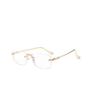 Phone Screen Eye Strain Relief Glasses Anti-blue Light Eyewear Blue Blocking Unisex Large Frame Clear View Strong Hinge Transparent Golden One Size