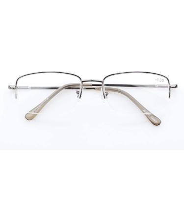 Eyekepper Classic Metal Half Rim Reading Glasses Gunmetal +1.0 Spring Temples for Comfort - Buy Online on GoSupps.com